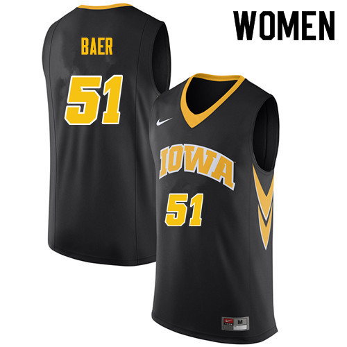 Women #51 Nicholas Baer Iowa Hawkeyes College Basketball Jerseys Sale-Black